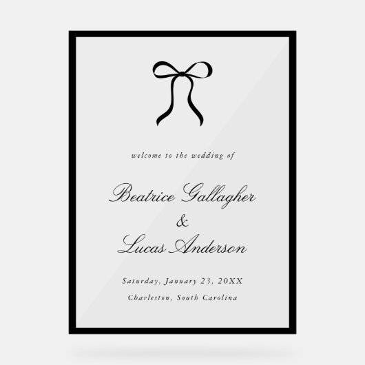 Simple Bow Classic Wedding Welcome Sign (Recto)