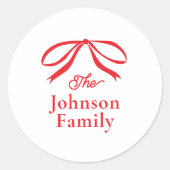 Simple Bow kerstvakantie Ronde Sticker (Voorkant)