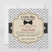 Simple Bow Stropdas Little Man Chevron Baby shower Kaart (Voorkant)