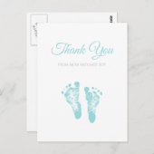 Simple Boy Baby shower Dank u Blue Footprints Briefkaart (Voorkant / Achterkant)