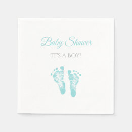 Simple Boy Baby shower kostbare blauwe voetafdrukk Servet