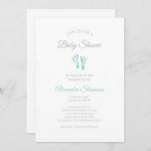 Simple Boy Baby shower Precious Blue Footprint Kaart