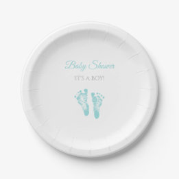 Simple Boy Baby shower Precious Blue Footprint Papieren Bordje