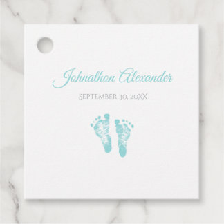 Simple Boy Birth Memento Precious Blue Footprint Bedankjes Labels