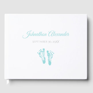 Simple Boy Birth Memento Precious Blue Footprint Gastenboek