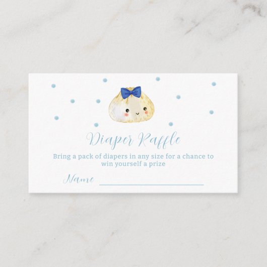 Simple Boy Dumpling Luier Raffle Baby shower Informatiekaartje (Voorkant)