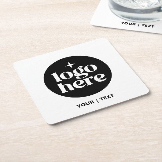 Simple Branded Custom Text & Logo Vierkante Kartonnen Onderzetter (Schuin)