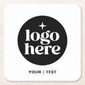 Simple Branded Custom Text & Logo Vierkante Kartonnen Onderzetter (Voorkant)