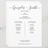 Simple  bridal party Wedding Timeline list (Voorkant / Achterkant)