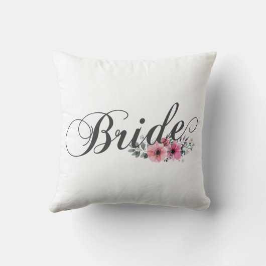 Simple Bride Calligraphie Florale | Coussin Jetabl (Verso)