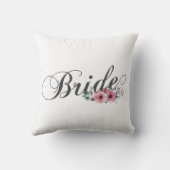 Simple Bride Floral Calligraphy | Coussin de jet (Verso)