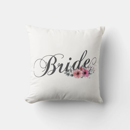 Simple Bride Floral Calligraphy | Coussin de jet (Recto)