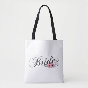 Simple Bride Floral Calligraphy Sac fourre-tout