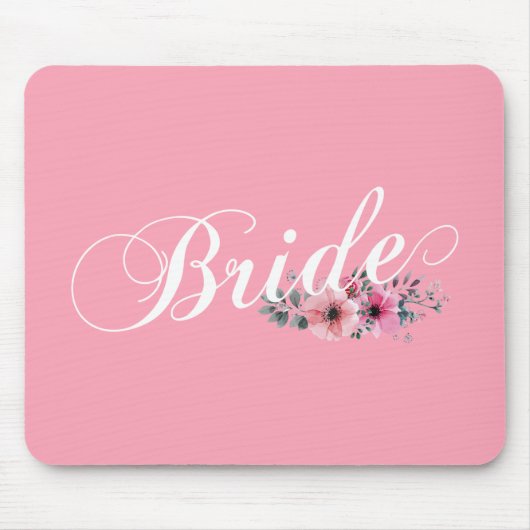 Simple Bride Floral Calligraphy | Tapis de souris (Devant)
