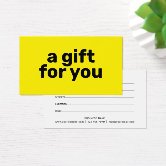 Simple Bright Jaune Gras Moderne Certificat Cadeau (Bureau)