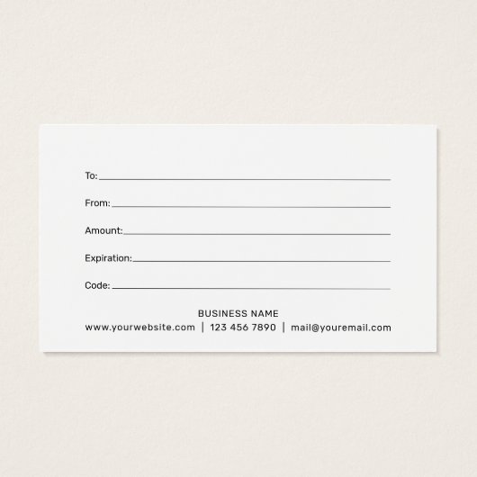 Simple Bright Jaune Gras Moderne Certificat Cadeau (Dos)