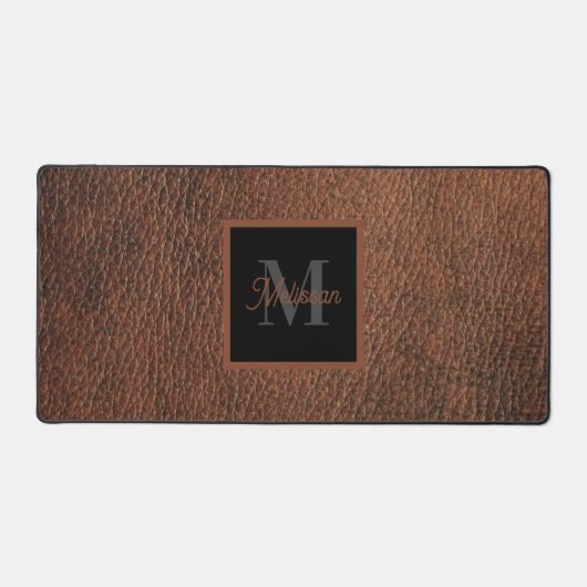 Simple Brown Leather Pattern Monogram Name  (Recto)