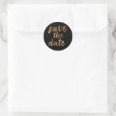 Simple Brush Script Black And Gold Save The Date Ronde Sticker (Tas)