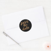 Simple Brush Script Black And Gold Save The Date Ronde Sticker (Envelop)