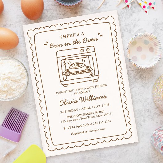 Simple Bun in the Oven Baby Shower Invitation