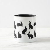 Simple Bunny Pattern In Black With Custom Monogram Mok (Midden)