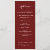 Simple Burgundy Elegant Script Wedding Ceremony Programma (Voorkant)