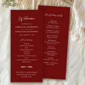 Simple Burgundy Elegant Script Wedding Ceremony Programma