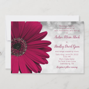 Simple Burgundy Gerbera Daisy Wedding Kaart