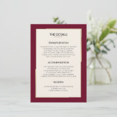 Simple Burgundy Mariage Détails Carte de boîtier (Debout devant)