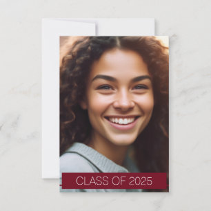 Simple Burgundy Photo Graduation Faire-part