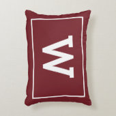 Simple Burgundy Red Initiaal Monogram Accent Kussen (Voorkant(Verticaal))