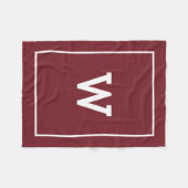 Simple Burgundy Red Initiaal Monogram Fleece Deken (Voorkant (Horizontaal))