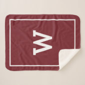 Simple Burgundy Red Initiaal Monogram Sherpa Deken (Voorkant (horizontaal))