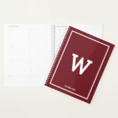 Simple Burgundy Rouge initial Mois mensuel (Devant avec enveloppe)