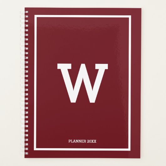 Simple Burgundy Rouge initial Mois mensuel (Devant)