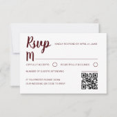 Simple Burgundy RSVP Wedding  Kaartje (Voorkant)