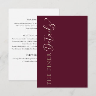 Simple Burgundy Wedding Details Informatiekaartje