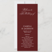 Simple Burgundy Wedding Flat Program Kaart (Voorkant)