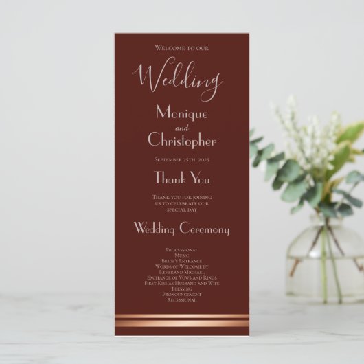 Simple Burgundy Wedding Program Programma (Staand voorkant)