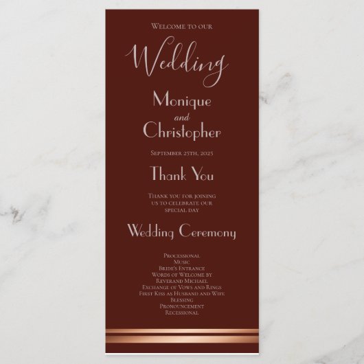 Simple Burgundy Wedding Program Programma (Voorkant)