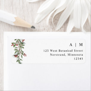 Simple Burgundy Winter Weduwen Return Address Etiket