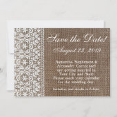 Simple Burlap et dentelle Save the Date (Devant)