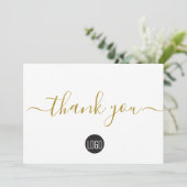 Simple Business Company logo Social Gold Black Bedankkaart (Staand voorkant)