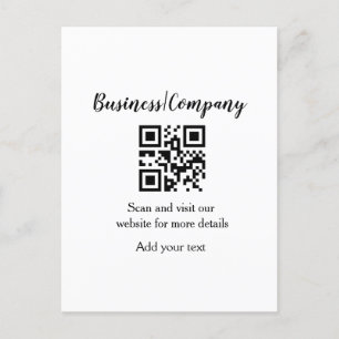Simple business company website QR add nam Briefkaart