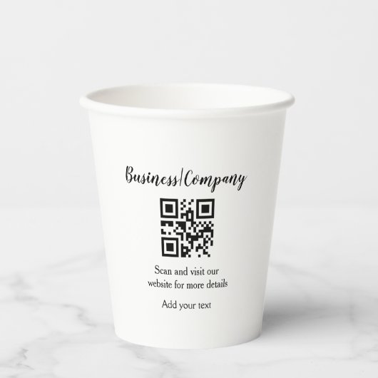 Simple business company website QR add nam Papieren Bekers (Voorkant)