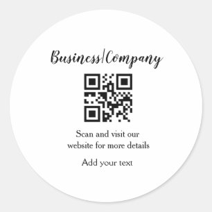Simple business company website QR add nam Ronde Sticker