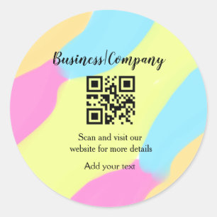 Simple business company website QR add nam Ronde Sticker