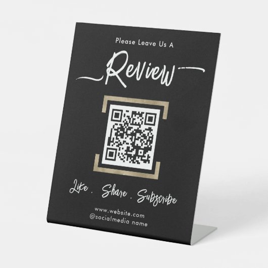 Simple Business Guest Review Connect Reclamebord Met Voetstuk (Voorkant)