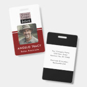 Simple Business Logo Photo Name Badge (Avant & arrière)