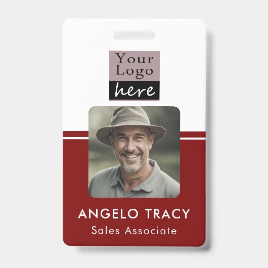 Simple Business Logo Photo Name Badge (Avant)